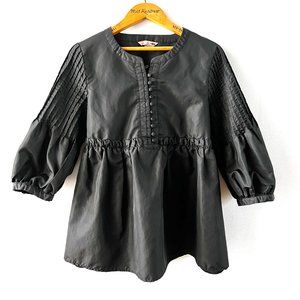 H&M Black Blouse with Pleated Sleeves